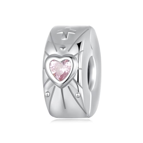 Colgante de clip con forma de corazón para pulsera Pandora, plata de ley 925 con forma de cruz, espaciador, abalorios, regalo de joyería para mujer, Zirconia cúbica, Circonita cúbica