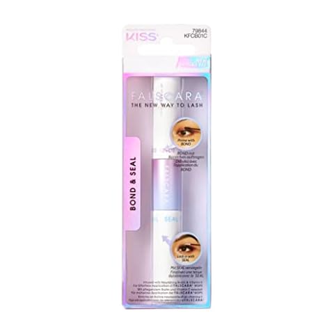KISS Falscara DIY Eyelash Extension Bond & Seal Infused with Biotin & Vitamin E, Strong Gentle Comfortable Lash Adhesive for All Day Wear for Use with Lash Wisps, Remover and Applicator, White Cover