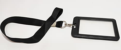 Image of Abha International Plastic ID Card Holder with Premium Lanyard for Office /School (Vertical) (Black, Pack of 10pcs.)