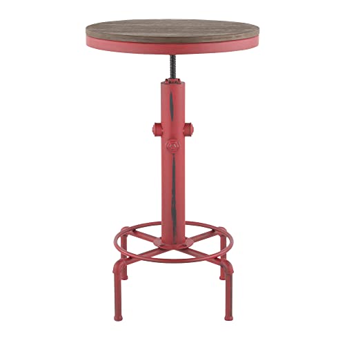 Lumisource Modern Home Decorative Furniture Hydra Industrial Bar Table In Vintage Red Metal And Brown Wood-Pressed Grain Bamboo #TOP3