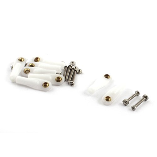 Aexit 8Pcs RC Electrical equipment Car Boat White 2X26X2.2mm Rod End Metal Ball Head Joints Set w Screws