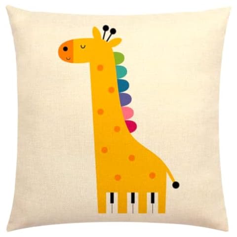 The Beach Stop Cartoon Animal Creative Designs Cushion Covers (Rainbow Giraffe) Cover