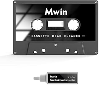 Mwin Audio Cassette Head Cleaner Tape w/ 1 Cleaning Fluids Care Wet Maintenance Kit, Cleaner for Cassette Tape Player/Boombox/Deck/Recorder