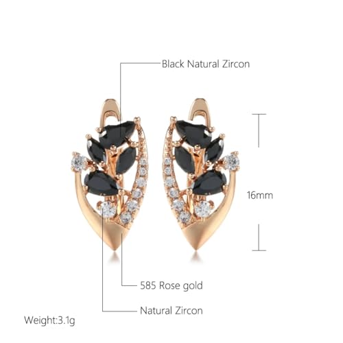 Boucles d'oreilles pendantes légères en zircon noir anti-allergie - 3