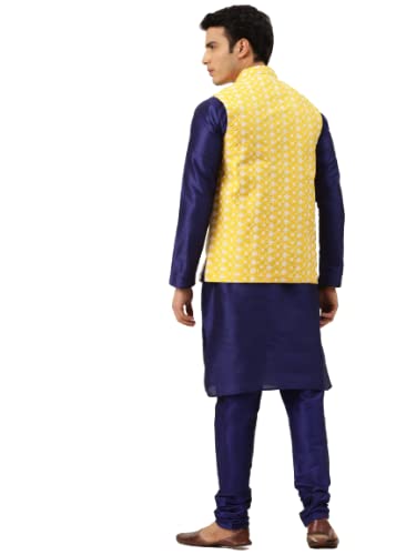 Image of SOJANYA (Since 1958, Men's Silk Blend Grey Kurta Pyjama & Silk Blend Jacket Combo