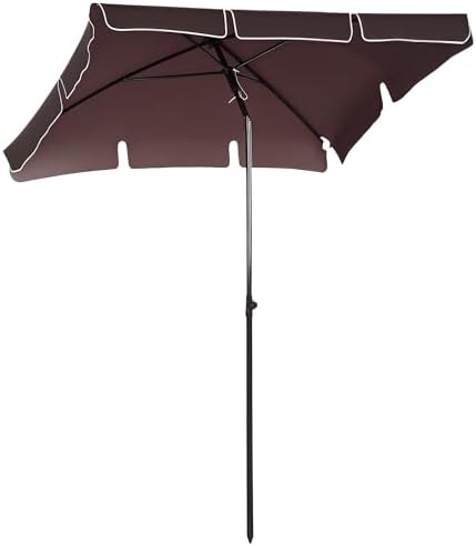 Outsunny Ombrellone per Esterni 1.5x2 m Girevole a 180°, in Poliestere e Alluminio, 150x205x120-215 cm, Grigio Scuro