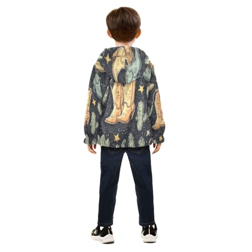 Cowboy Boots and Cactus Toddler Fleece Jacket Girl Boys Hooded Fleece Jacket Coat Warm Outwear Zip-up 3-10T4