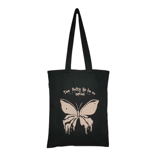 DANIOO-Canvas-Reusable-Cloth-Tote-Bag-With-Zipper-and-Inner-Pocket-For-Women-and-Girls-TravelBeachGiftCollege-Tote-bag-Pack-Of-1-Black