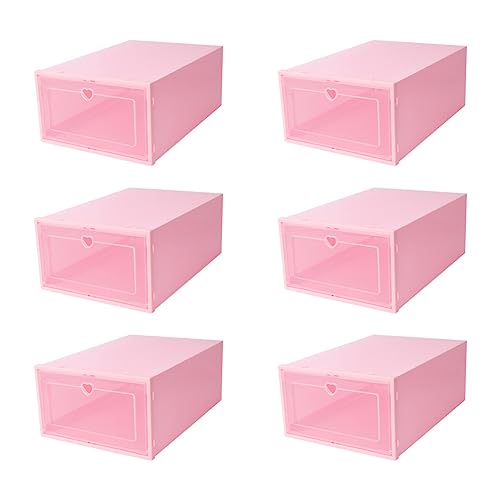 DOITOOL Shoe Storage Boxes Lids 6pcs Transparent Folding Boxes Large Capacity Shoe Organizer for Home Office