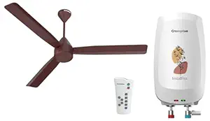 Crompton Energion Cromair 1200mm (48 inch) High Speed 5S 28W Energy Efficient BLDC Ceiling Fan with Remote (Brown) InstaBliss 3-L Instant Water Heater (Geyser) (White)