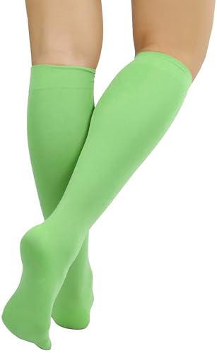 Image of ToBeInStyle Women's Opaque Knee High Nylon Fashion Socks Solid & w /Front Satin Bow