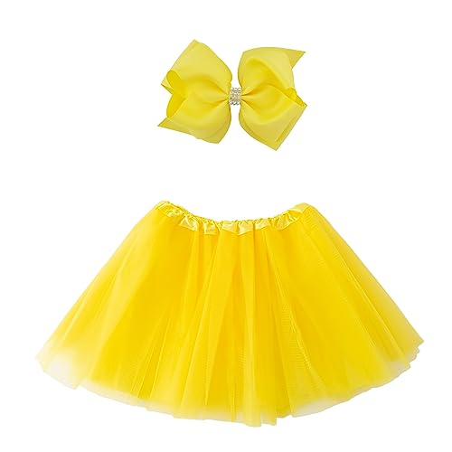 Jastore Girls Layered Stars Sequins Tutu Skirt Princess Ballet Dance Dress for 2-8 Years(Satin-Yellow)