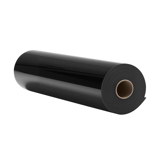 Image of VEVOR Heat Transfer Vinyl, 12 in x 50 ft, Glossy Black HTV Iron on Vinyl Roll, Easy to Cut and Weed, Strong Adhesion, Compatible with Cutting Machines, for Various Materials, T-Shirts, Pillows, Hats