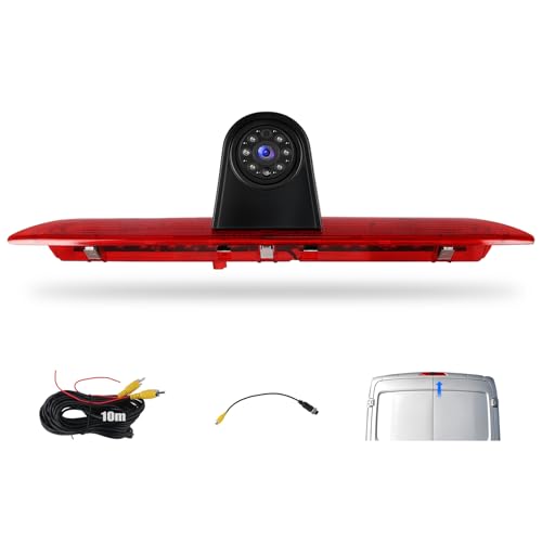 CAMECHO Brake Light Reverse Camera for Ford Transit 2014-2018 with IR Night Vision IP67 Waterproof Rear View Camera Wide Viewing Angle Lens Parking Camera High Mount + 10m Cable