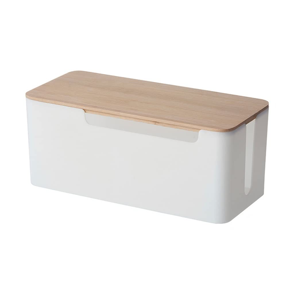 Caja de cables con cubierta de madera, regleta de alimentación, cargador de escritorio, organizador de escritorio, tablero de almacenamiento