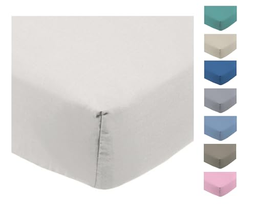 Lenzuolo Sotto Flanella Matrimoniale con Angoli ed Elastici 100% Caldo Cotone Misura cm 180x200 Altezza Materasso cm 24 Tinta Unita BIANCO