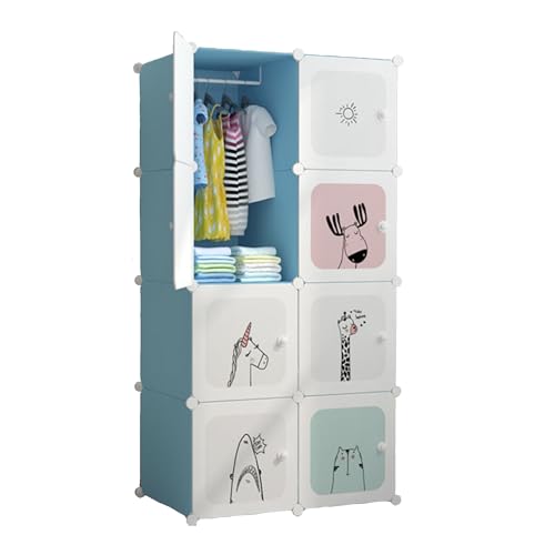 MAGIC SELECT Armario Modular Infantil, Estantería de Módulos, Ropero para Niños, Organizador Modular, Estante de Almacenamiento para Habitación, 8 Módulos, 140x105 cm, Azul