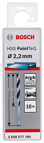 Bosch Accessories 10x forets hélicoïdaux HSS PointTeQ (pour métal, 2,2 x 27 x 53 mm, accessoires pour perceuses-visseuses)