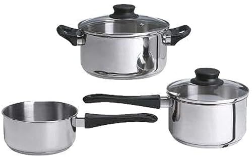 IKEA 5-PIECE COOKWARE SET, STAINLESS STELL (3 Pots & 2 lids )