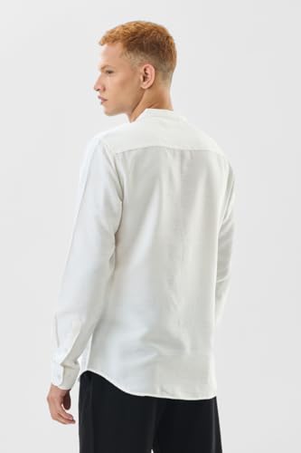 Image of SNITCH Men Casual Shirt | Slim Fit Full Sleeve Mandarin Collar Stripes Design | Premium Viscose Blend & Breathable Fabric for Everyday & Semi-Formal Wear