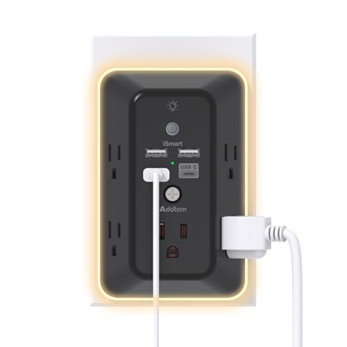 Surge Protector, Outlet Extender with Night Light, Addtam 5-Outle...