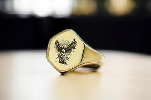 Chevalière homme argent 925 plaqué or bague aigle Jésus - 4