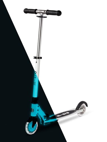 micro Sprite LED Kinderscooter | Das ORIGINAL | Kinder Cityroller mit LED-Rollen | klappbar und höhenverstellbar | ab 5 Jahre | Tretroller (Glow White)