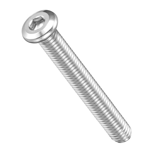 Image of METALLIXITY Flat Head Hex Socket Cap Screws Bolts(M8-1.25x65) 10Pcs, 304 Stainless Steel Hex Socket Furniture Bolts Screws - for Furniture Woodworking Project, Silver Tone