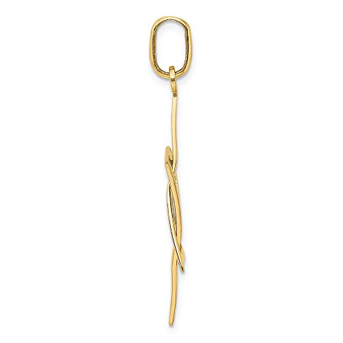 Solid 14k White and Yellow Gold Two Toned Elongated Jewish Star of David Lucky Jewish Charm Pendant - 38mm x 14mm2