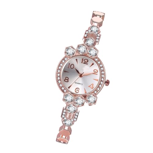 Imagen de LIFKOME Reloj De Pulsera para Mujer De Aleación Rhinestones Diseño Elegante Rosa Dorado Reloj De Moda Analógico Movimiento De Cuarzo para Ocasiones Especiales