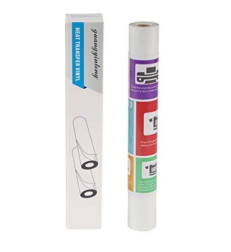 Image of guangyintong White Heat Transfer Vinyl HTV Rolls, 12 inch x 8ft White Iron on Vinyl for T-Shirts Glossy Surface HTV Vinyl for All Cutter Machines Easy to Cut & Weed for Heat Vinyl Design