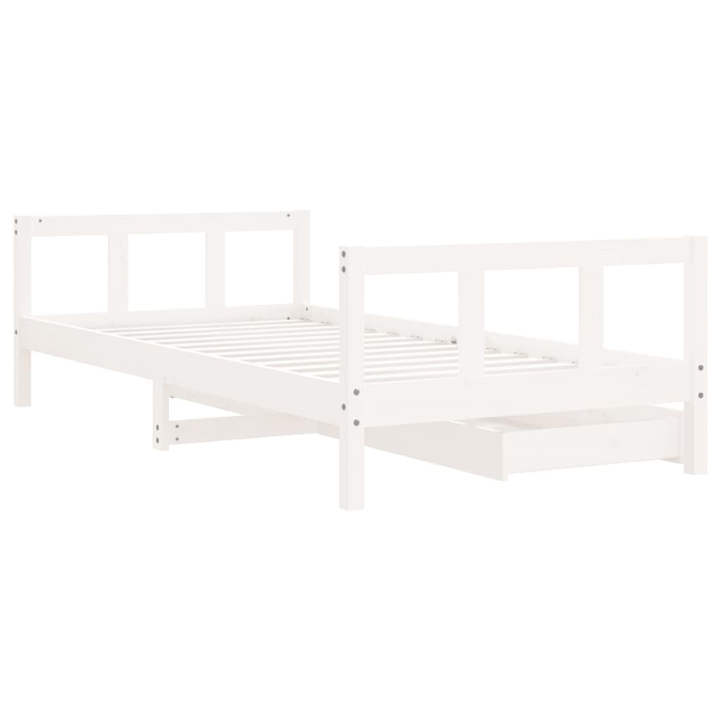 Gecheer Kinderbett mit Schubladen Hausbett Spielbett Kinder Bett Holzbett Bettgestell Weiß 90x190 cm Massivholz Kiefer