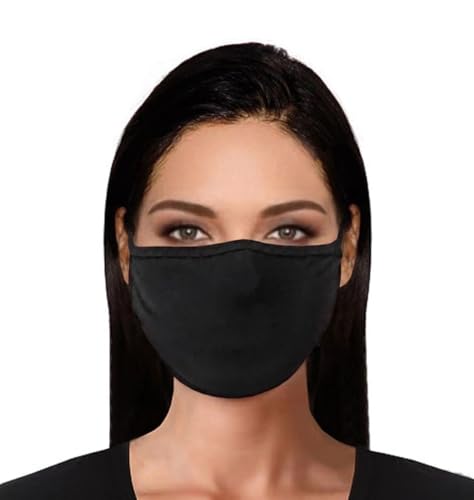 LTG PRO 5 Pack Cotton Face Masks Reusable & Washable Anti-Dust Mouth Masks Black & Black+Pink Comfortable for Cycling Running Dust Pollen Pollution Protection Unisex (Black)