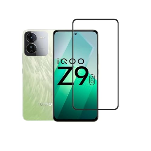 Image of DD SON Tempered Glass Screen Protector Compatible for IQOO Z9 5G (11D) with Edge to Edge Coverage and Easy Installation kit,Black