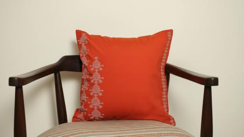 Image of Sacred Geometry: Rajasthani Mandana Series Decorative Pillow Cover for Living Room & Bedroom, Cushion Cover, Hidden Zipper, Pack of 1