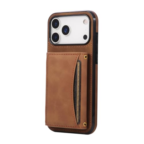 Coque de protection iPhone 15 Pro Max avec étui portefeuille cuir marron à rabat
