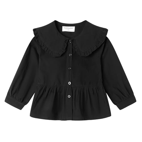 Image of Mud Kingdom Girls Blouse Shirts Spring Fall Long Sleeve Button-Down Top Ruffle Collar