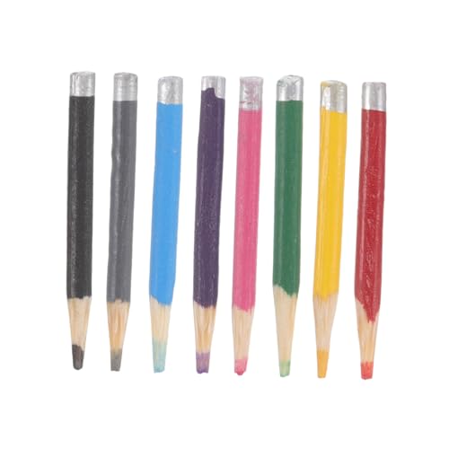 jojofuny 8個 ミニ文具 点入り カラフル色筆 ミニチュア 学習用 文房具模型 ドールハウス 小物 オフィス 家用 デスク装飾