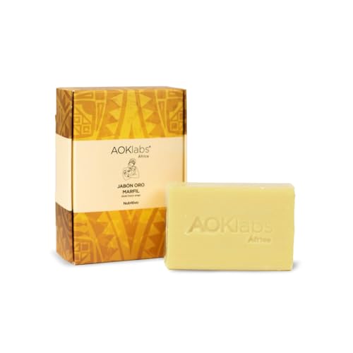 AOKlabs - Jabones Oro Africanos | 100% NATURALES Y ARTESAL | Ultra Nutritivo | HIDRATANTE, REGENERADOR Y ANTIEDAD | Cuidado Corporal, Facial y Capilar |APTO PARA PIEL SECA Y SENSIBLE (Oro Marfil)
