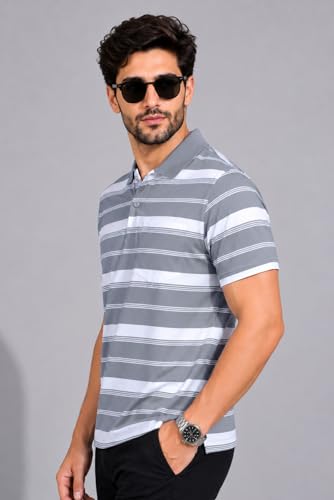 Image of SANE ORIGINALS Half Sleeve Polo T-Shirt for Men with Pocket || Stripe Collar and Pocket T-Shirt for Men Half Sleeves