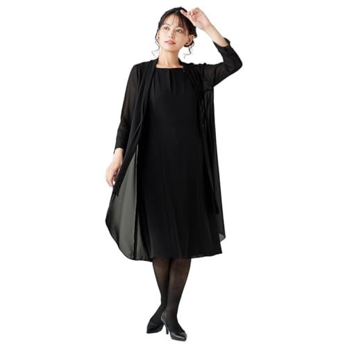 [BLACK GALLERY] [ビーギャラリー]ブラックフォーマル ワンピース 喪服 礼服 夏用 夏向け 洗える ウォッシャブル サマーワンピ 17号 100222667 1枚目