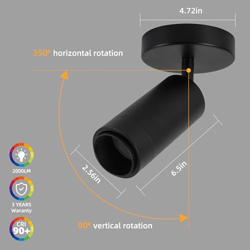Image of LED Ceiling Spotlight Directional Lighting Indoor Spotlights(Black) | Zoomable15-60,5CCT /2700K-5000K,Dimmable,20W,For Living Room Gallery Art Lighting
