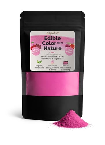 Dekozauber24 Natural pink food coloring, 0.35oz edible powder, dye free, vegan, plant based and gluten free color for baking