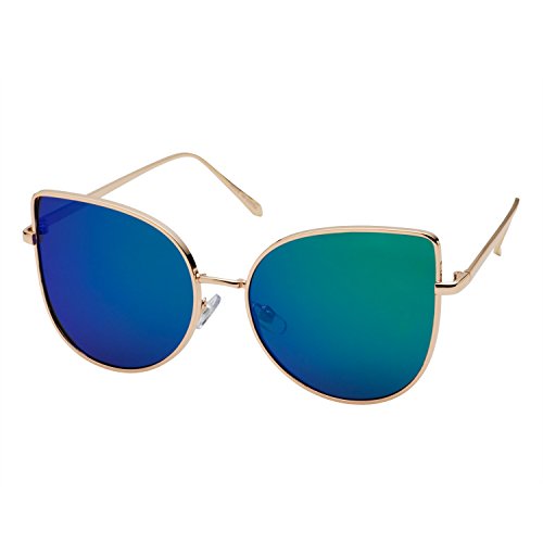 grinderPUNCH Women's Tulip Aviator Flat Colored Lens Sunglasses