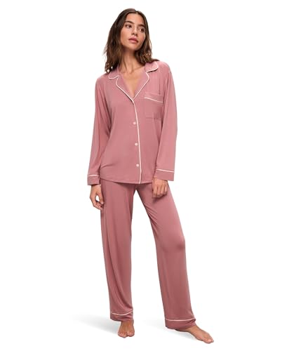 Image of Eberjey Gisele Classic Women's Pajama Set | Long Sleeve Shirt + Long Pants