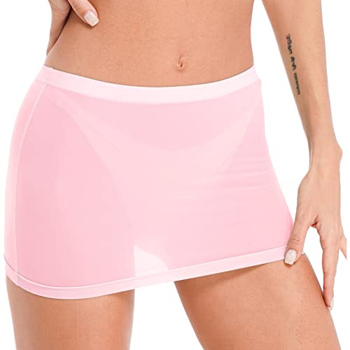 Women See-Through Short Mini Micro Skirt Elastic Sheer Low Waist Tight Skinny Pencil Bodycon Skirt2