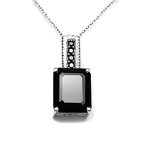 Colgante de plata ley 925 con espinela negra corte octágono elegante