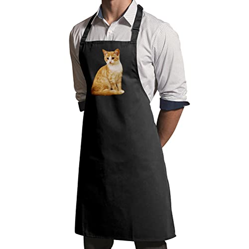 Tablier cuisine chat roux mignon imperméable noir pour cuisinier - 3