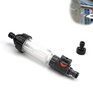 HERKINDNESS Waterfilter voor camper, waterfilter 3/4 inch, met twee slangaansluitingen, waterfilter, tuinslang, voor camper, tuinpomp, hogedrukreiniger