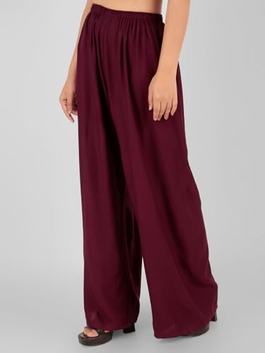 Image of Go Gazab - Stylish Women's Palazzo: Trendy Rayon Solid Color Ethnic Wear Palazzo
